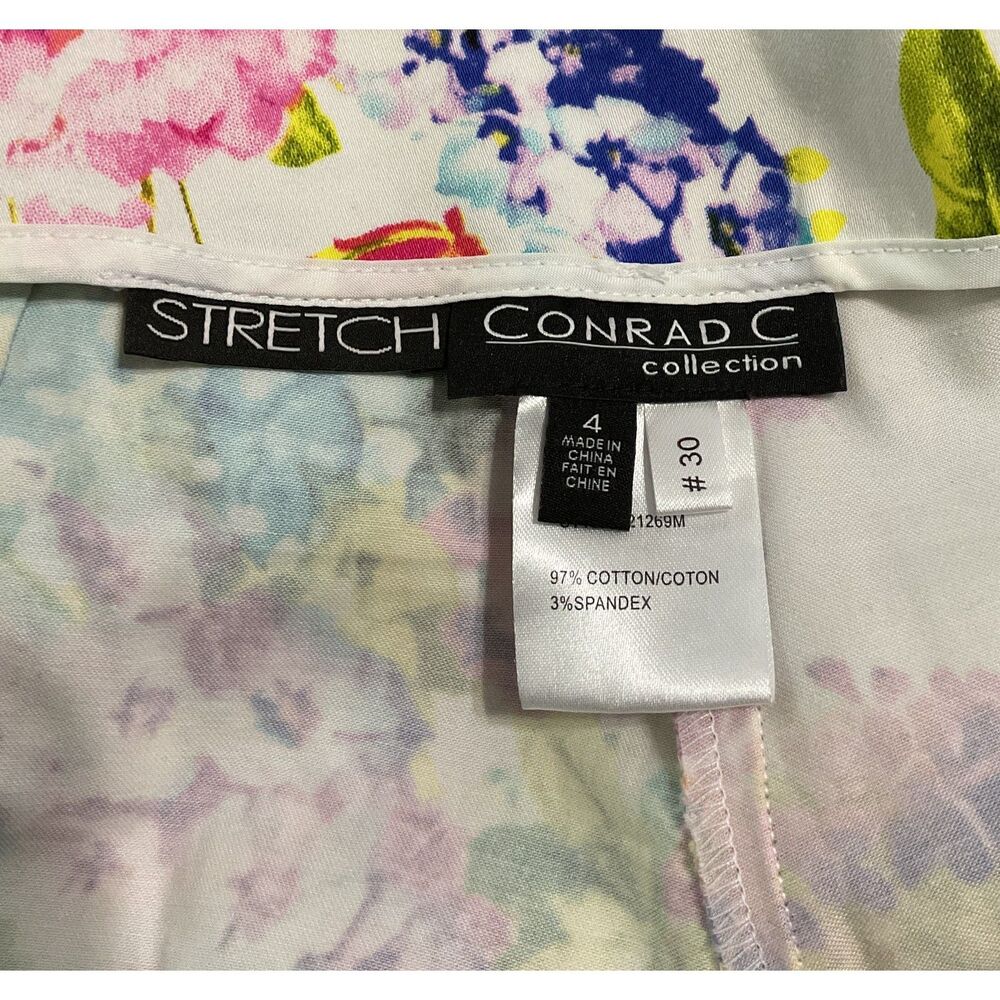 Conrad C Collection Pink Purple Floral Capri Pants Size 4 - Picture 8 of 10